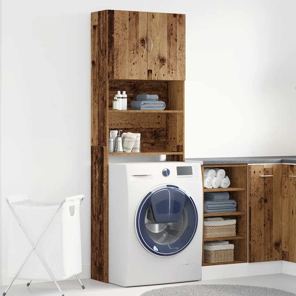vidaXL Waschmaschinenschrank Altholz-Optik 64x24x190 cm Holzwerkstoff