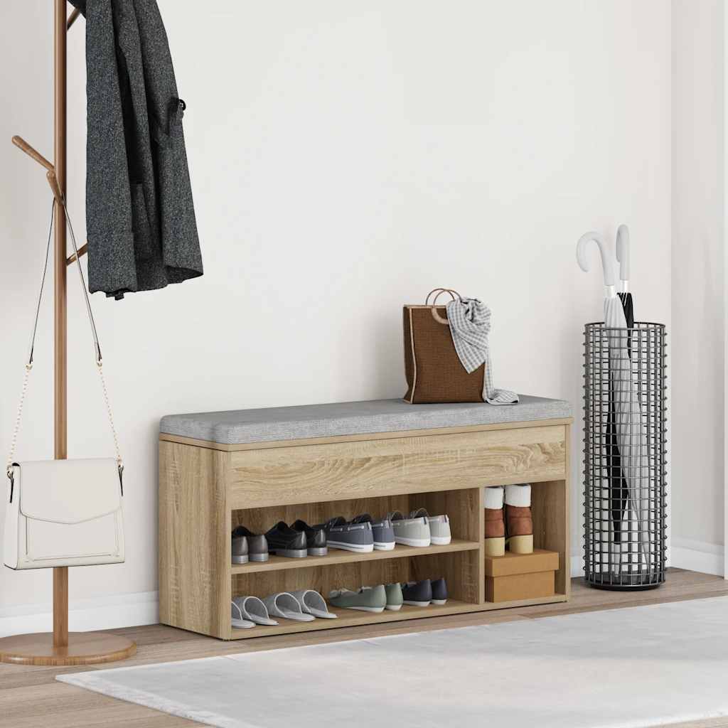 vidaXL Schuhbank Sonoma-Eiche 102x30,5x45 cm Holzwerkstoff