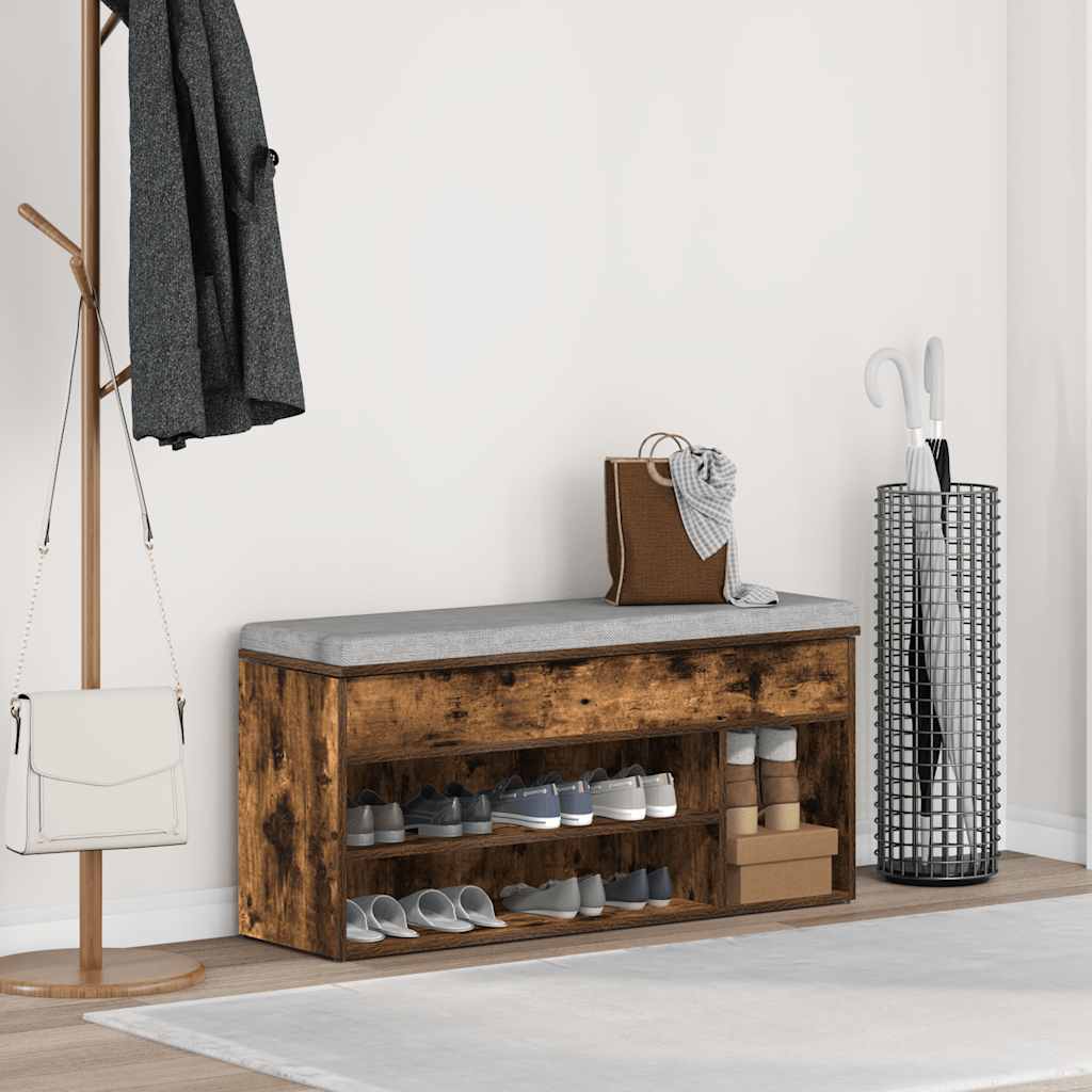 vidaXL Schuhbank Räuchereiche 102x30,5x45 cm Holzwerkstoff