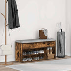 vidaXL Schuhbank Räuchereiche 102x30,5x45 cm Holzwerkstoff