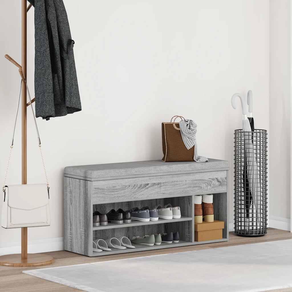 vidaXL Schuhbank Grau Sonoma 102x30,5x45 cm Holzwerkstoff
