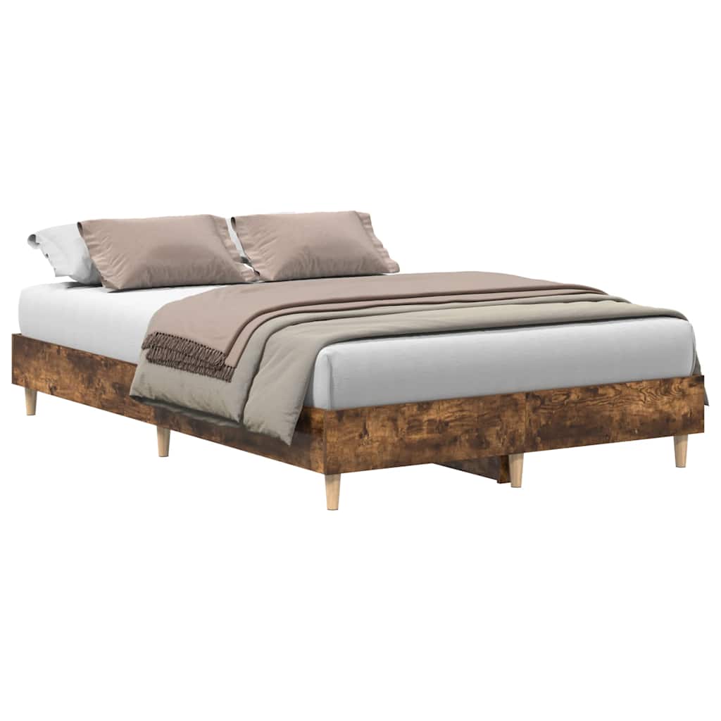 vidaXL Bettgestell ohne Matratze Räuchereiche 120x200 cm Holzwerkstoff