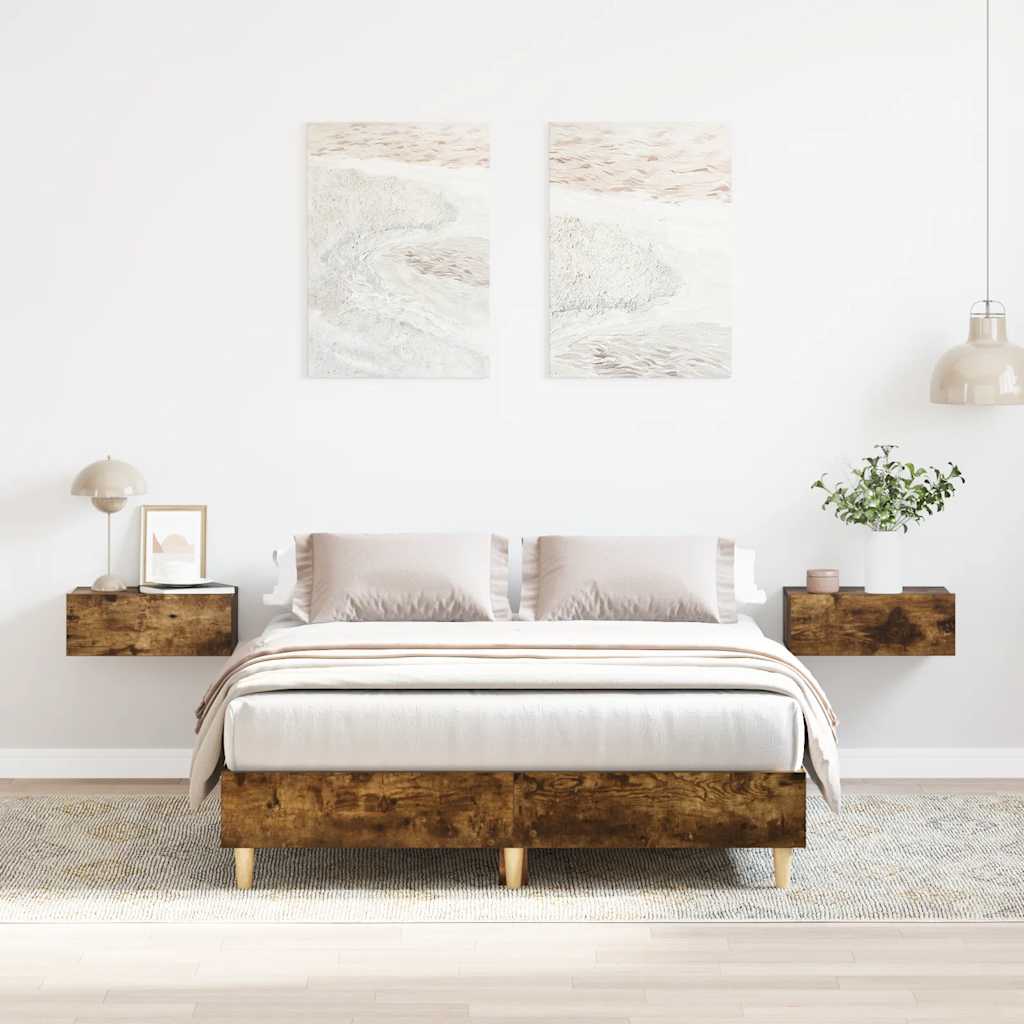 vidaXL Bettgestell ohne Matratze Räuchereiche 120x200 cm Holzwerkstoff
