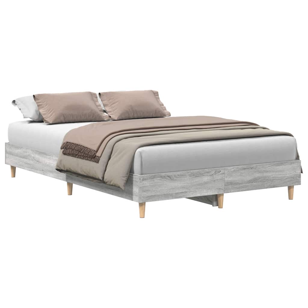 vidaXL Bettgestell ohne Matratze Grau Sonoma 120x200 cm Holzwerkstoff