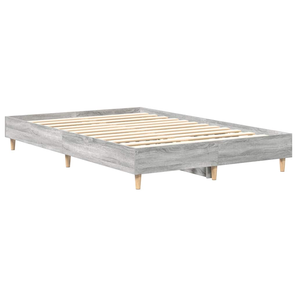 vidaXL Bettgestell ohne Matratze Grau Sonoma 120x200 cm Holzwerkstoff