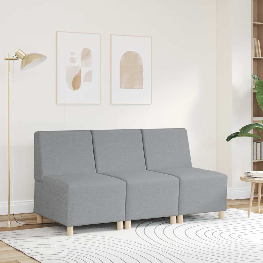 vidaXL Modulares Sofa ohne Armlehnen Hellgrau 55 cm Stoff