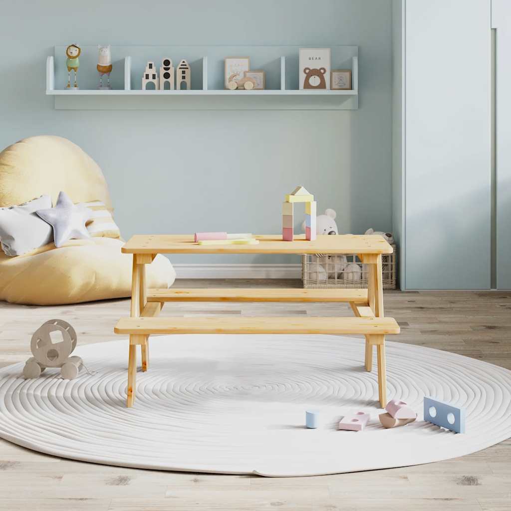 vidaXL Kindertisch mit Bänken IRUN 90x79,5x50 cm Massivholz