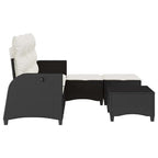 vidaXL 3tlg. Garten-Sofagarnitur mit Kissen L-Form Schwarz Poly Rattan