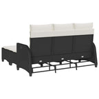 vidaXL 3tlg. Garten-Sofagarnitur mit Kissen L-Form Schwarz Poly Rattan