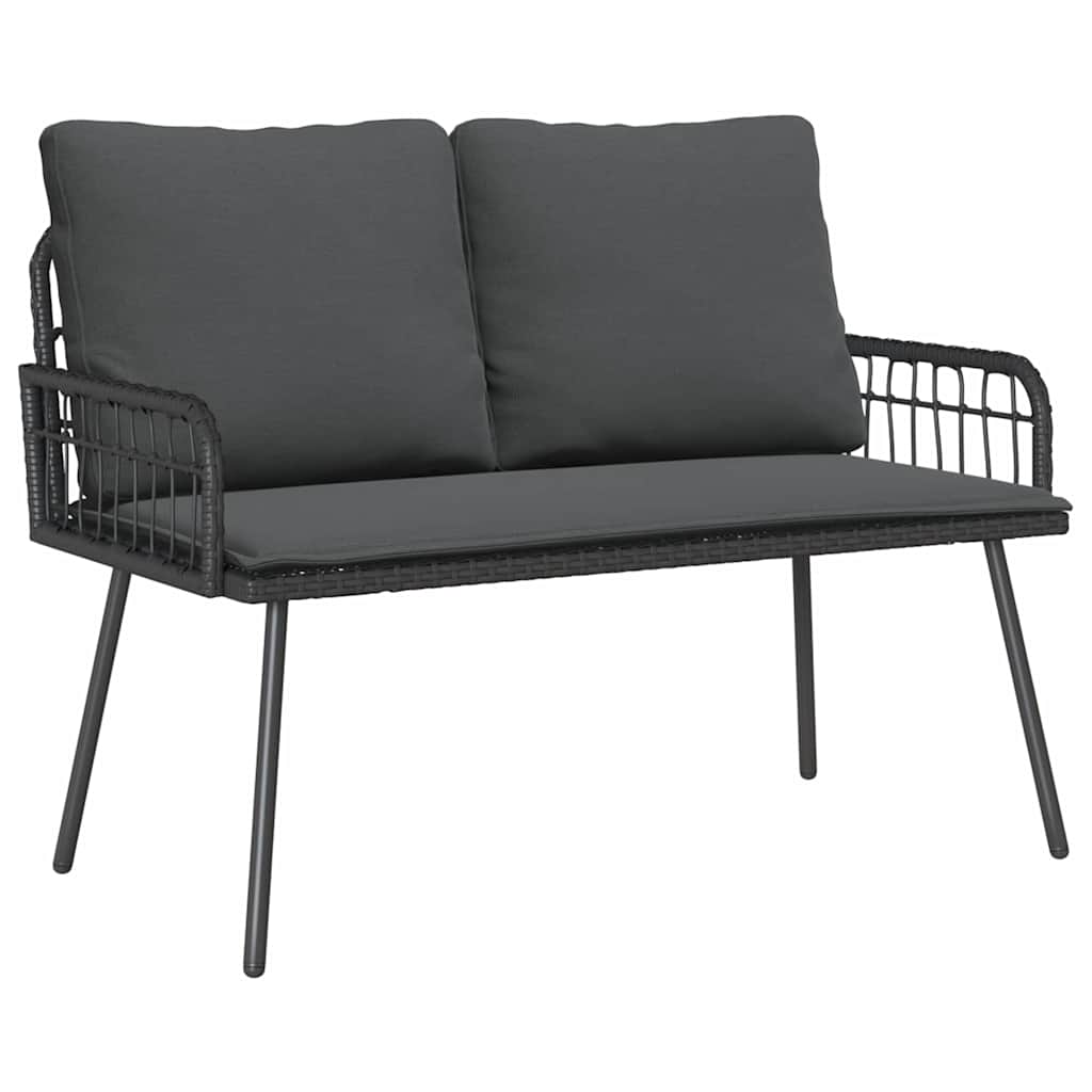 vidaXL Garten Essgruppe mit Kissen 2 pcs Schwarz Poly-Rattan