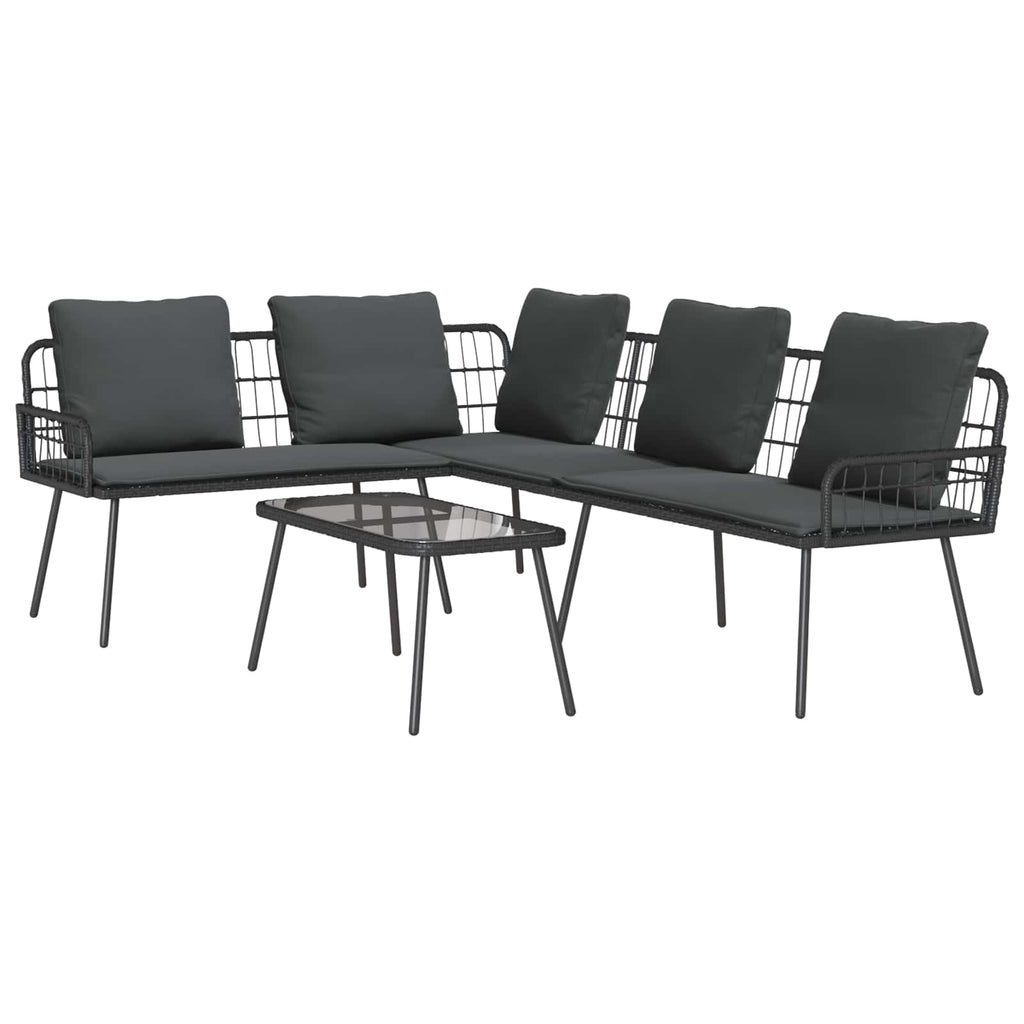 vidaXL Gartensofa-set mit Kissen 2 pcs Schwarz Poly-Rattan