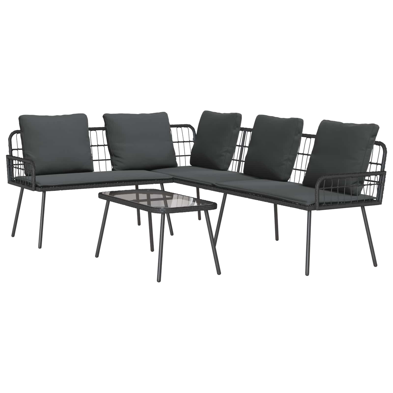 vidaXL Gartensofa-set mit Kissen 2 pcs Schwarz Poly-Rattan