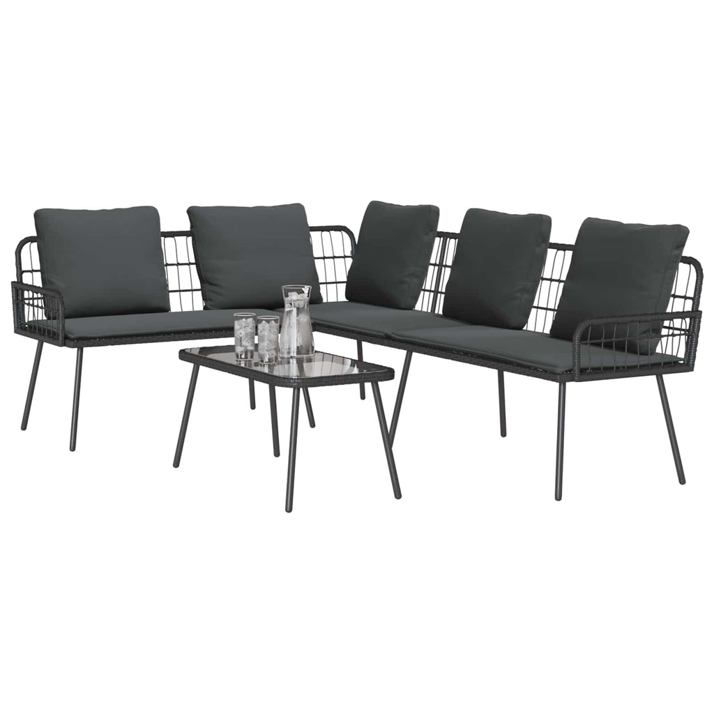 vidaXL Gartensofa-set mit Kissen 2 pcs Schwarz Poly-Rattan