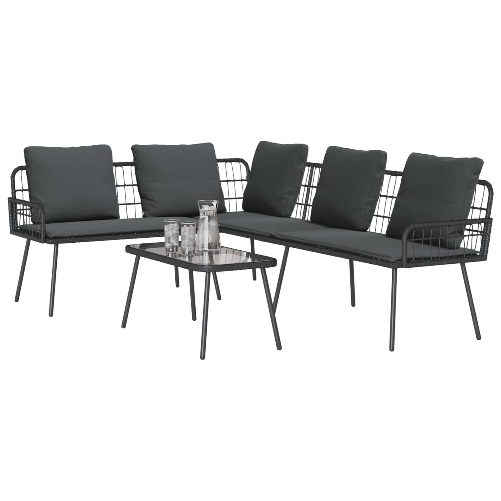 vidaXL Gartensofa-set mit Kissen 2 pcs Schwarz Poly-Rattan