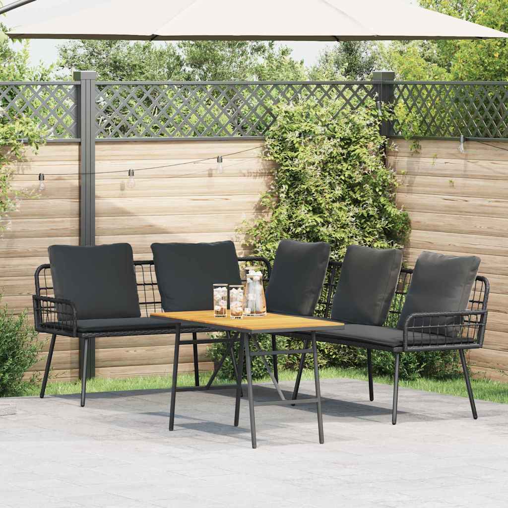 vidaXL Gartensofa-set 2 pcs Schwarz Poly-Rattan