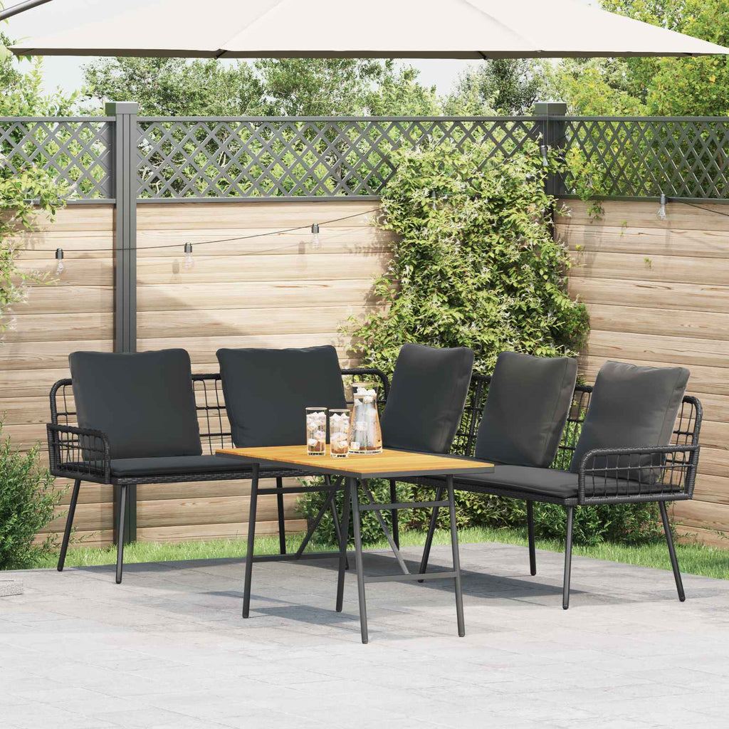 vidaXL Gartensofa-set 2 pcs Schwarz Poly-Rattan