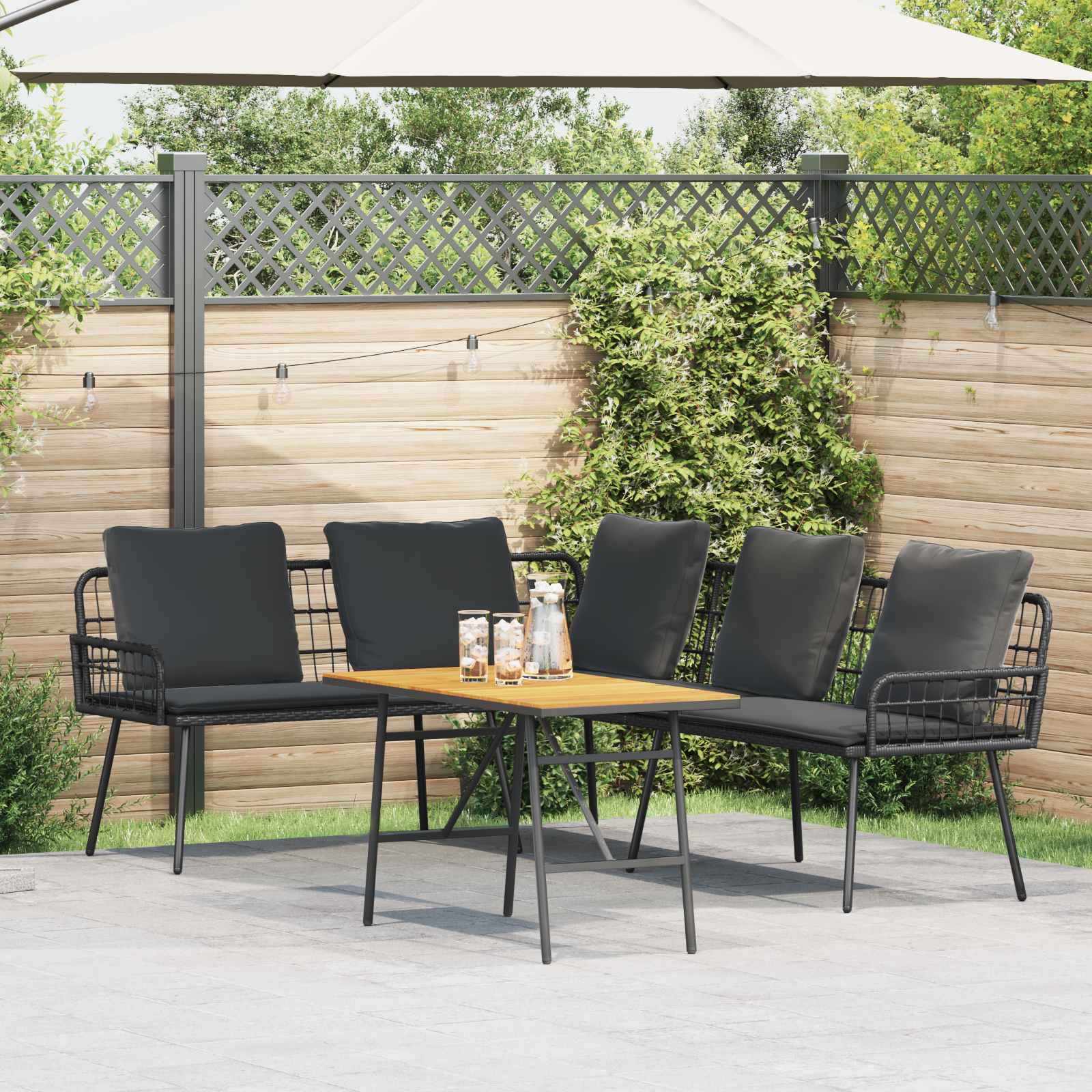 vidaXL Gartensofa-set 2 pcs Schwarz Poly-Rattan