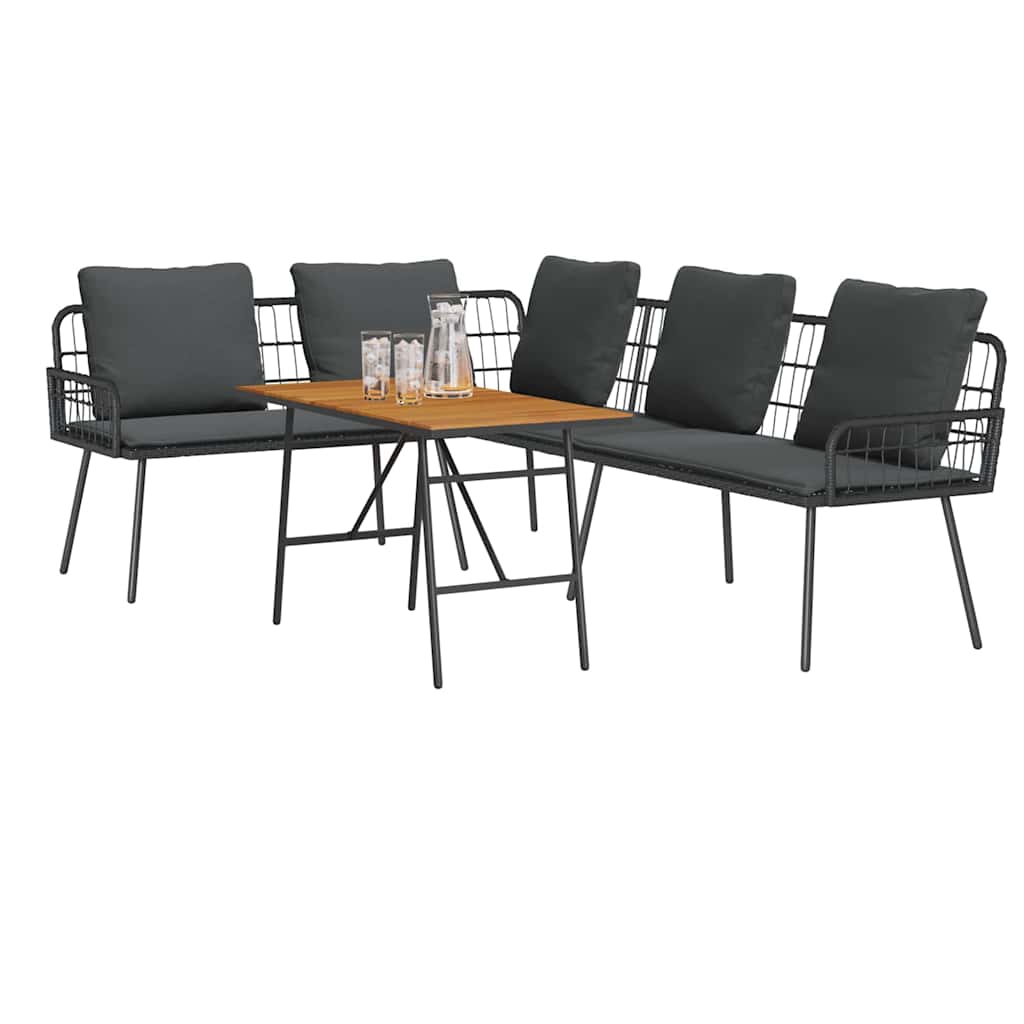 vidaXL Gartensofa-set 2 pcs Schwarz Poly-Rattan