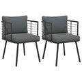 vidaXL Gartenstühle 2 Stk. mit Kissen Schwarz Poly Rattan