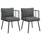 vidaXL Gartenstühle 2 Stk. mit Kissen Schwarz Poly Rattan