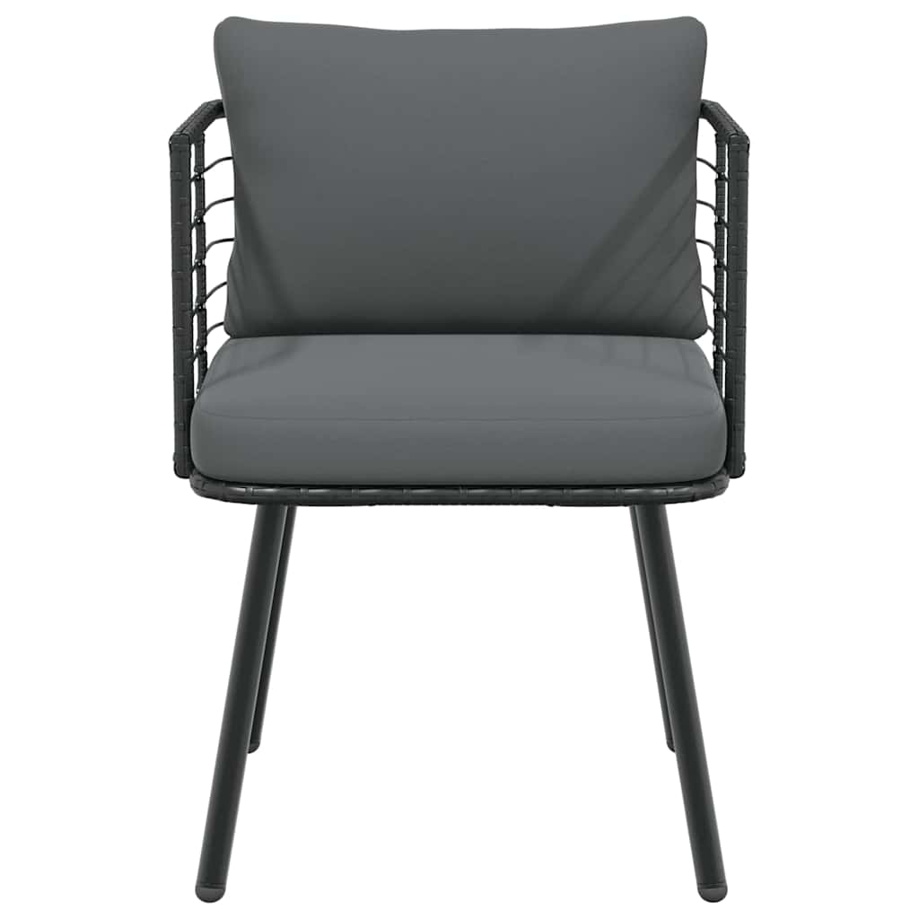 vidaXL Gartenstühle 2 Stk. mit Kissen Schwarz Poly Rattan