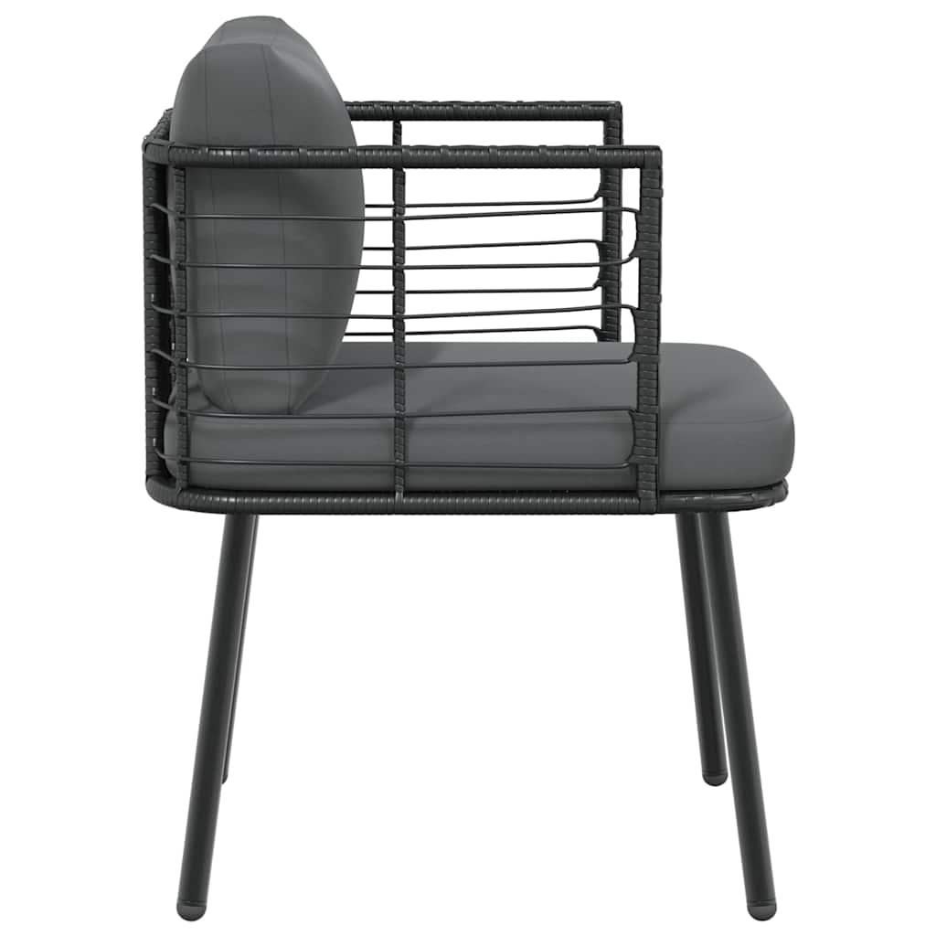 vidaXL Gartenstühle 2 Stk. mit Kissen Schwarz Poly Rattan