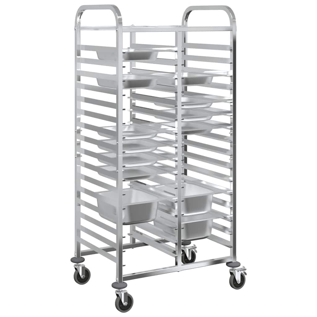 vidaXL Tablettwagen mit 32 GN-Behältern 75x55x162,5 cm Edelstahl