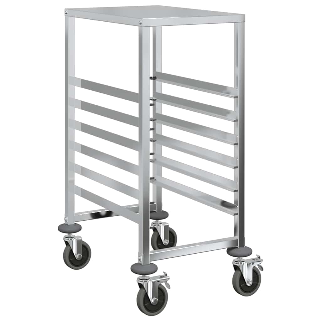 vidaXL Tablettwagen mit 6 GN-Behältern 39x55x87 cm Edelstahl