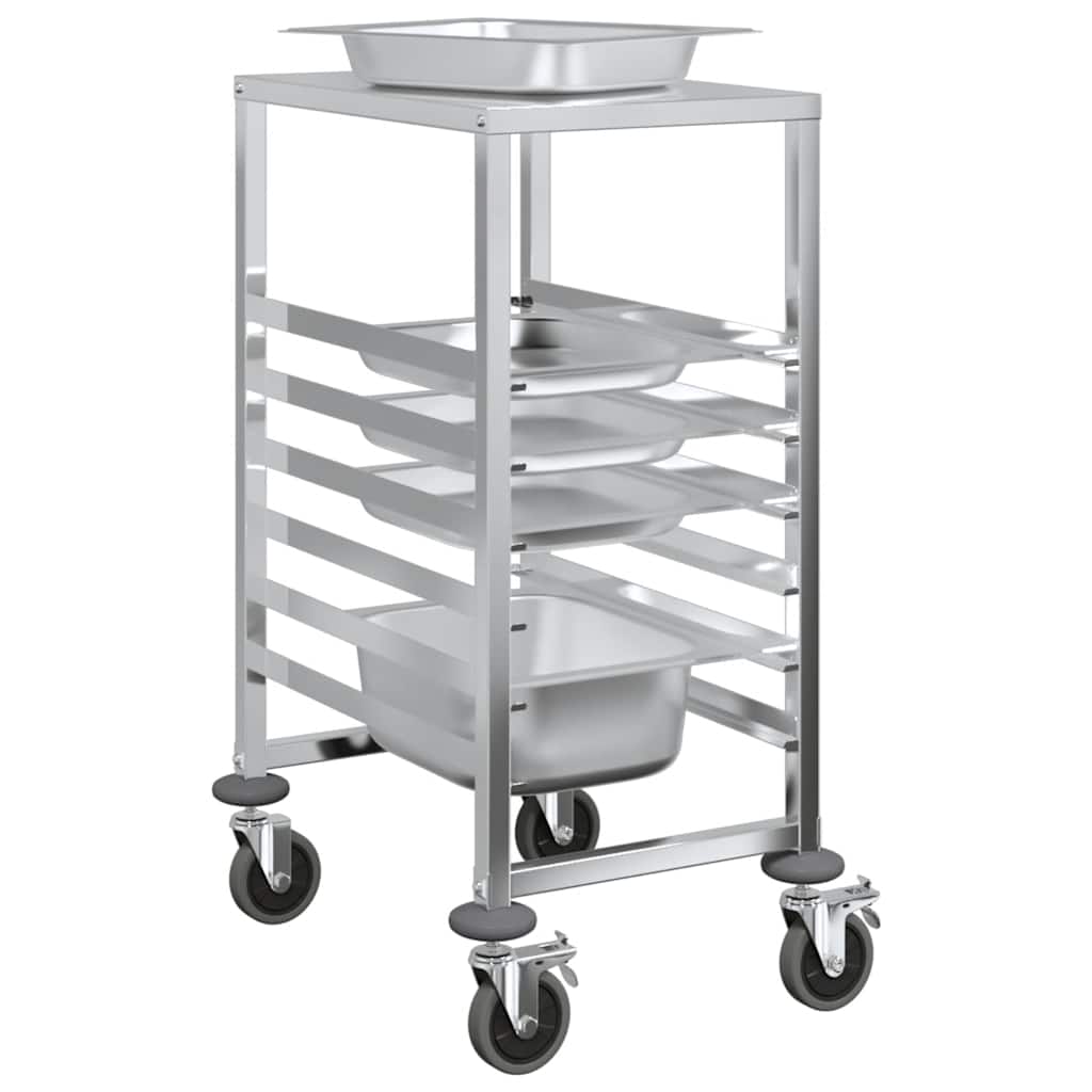 vidaXL Tablettwagen mit 6 GN-Behältern 39x55x87 cm Edelstahl