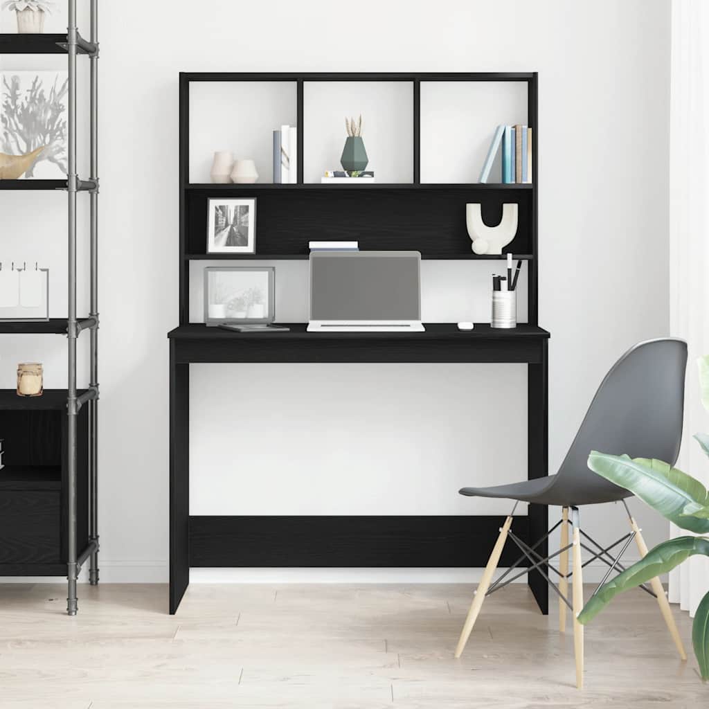 vidaXL Schreibtisch mit Regalen Schwarz Eichen-Optik 102x45x148 cm