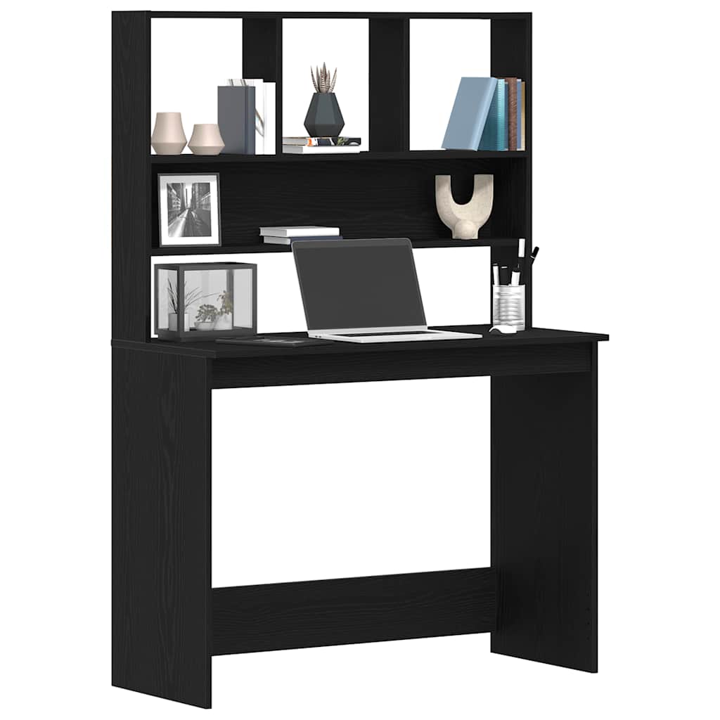 vidaXL Schreibtisch mit Regalen Schwarz Eichen-Optik 102x45x148 cm