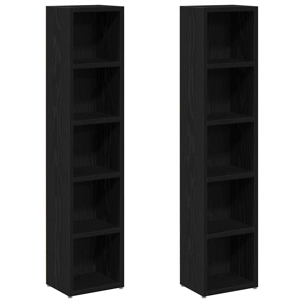 vidaXL CD-Regale 2Stk. Schwarz Eichen-Optik 21x16x93,5cm Holzwerkstoff