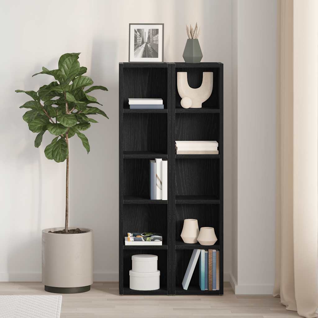 vidaXL CD-Regale 2Stk. Schwarz Eichen-Optik 21x16x93,5cm Holzwerkstoff