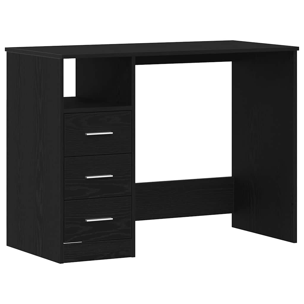 vidaXL Schreibtisch mit Schubladen Schwarz Eichen-Optik 102x50x76 cm
