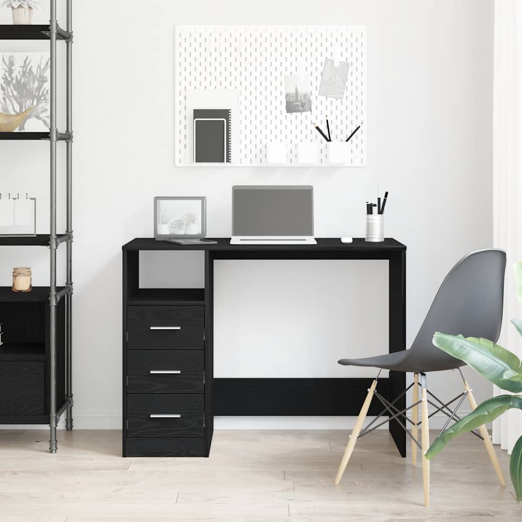 vidaXL Schreibtisch mit Schubladen Schwarz Eichen-Optik 102x50x76 cm