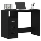 vidaXL Schreibtisch mit Schubladen Schwarz Eichen-Optik 102x50x76 cm