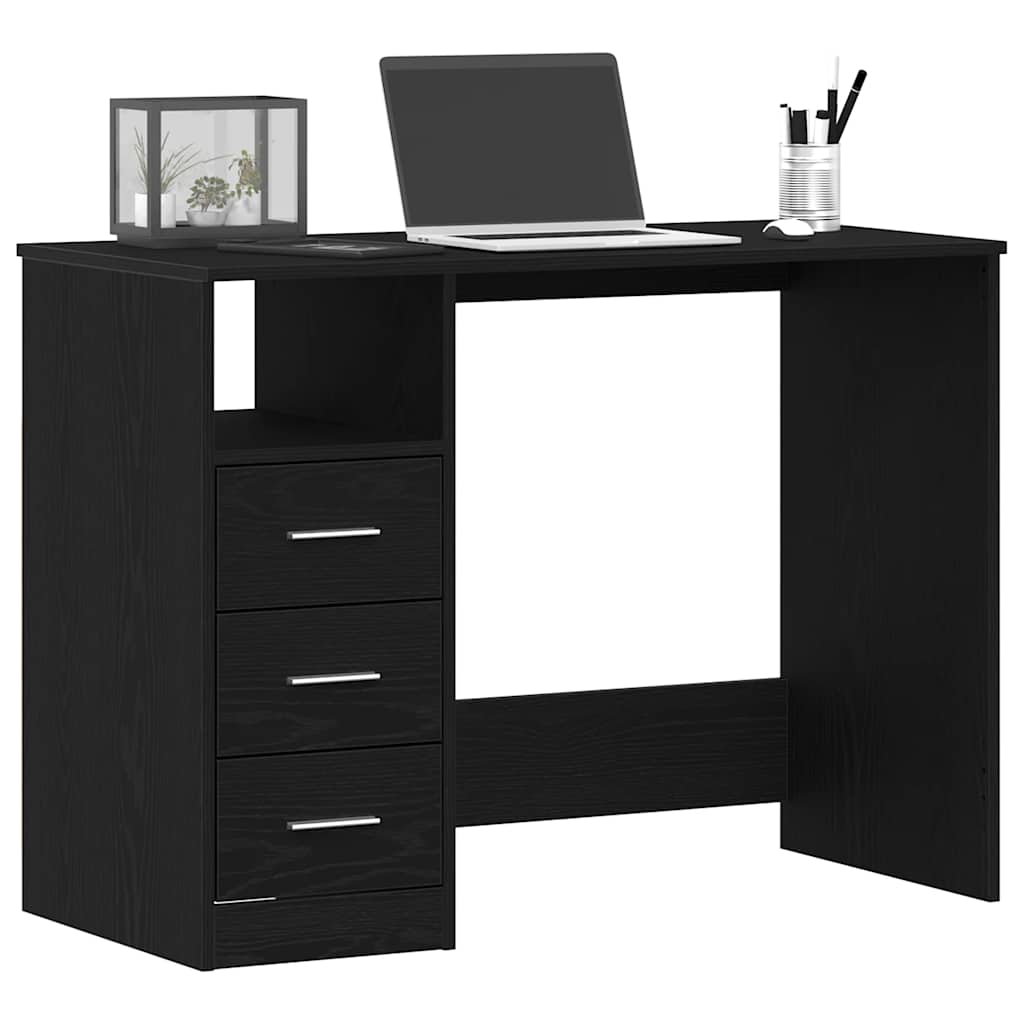vidaXL Schreibtisch mit Schubladen Schwarz Eichen-Optik 102x50x76 cm