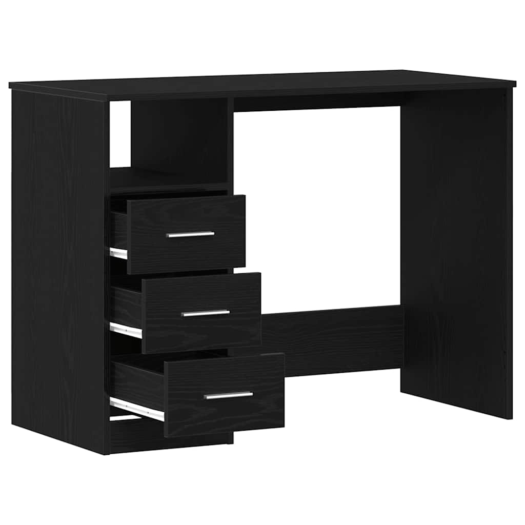 vidaXL Schreibtisch mit Schubladen Schwarz Eichen-Optik 102x50x76 cm