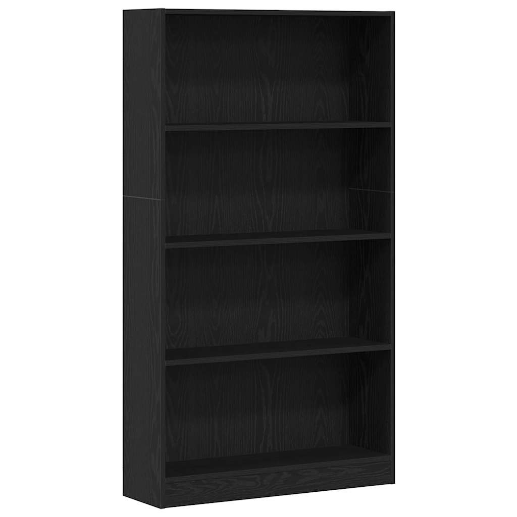 vidaXL Bücherregal 4 Fächer Schwarz Eichen-Optik 80x24x143 cm