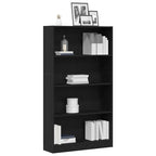 vidaXL Bücherregal 4 Fächer Schwarz Eichen-Optik 80x24x143 cm
