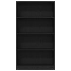 vidaXL Bücherregal 4 Fächer Schwarz Eichen-Optik 80x24x143 cm