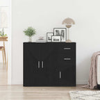 vidaXL Sideboard Schwarze Eiche 91 x 29,5 x 75 cm Holzwerkstoff