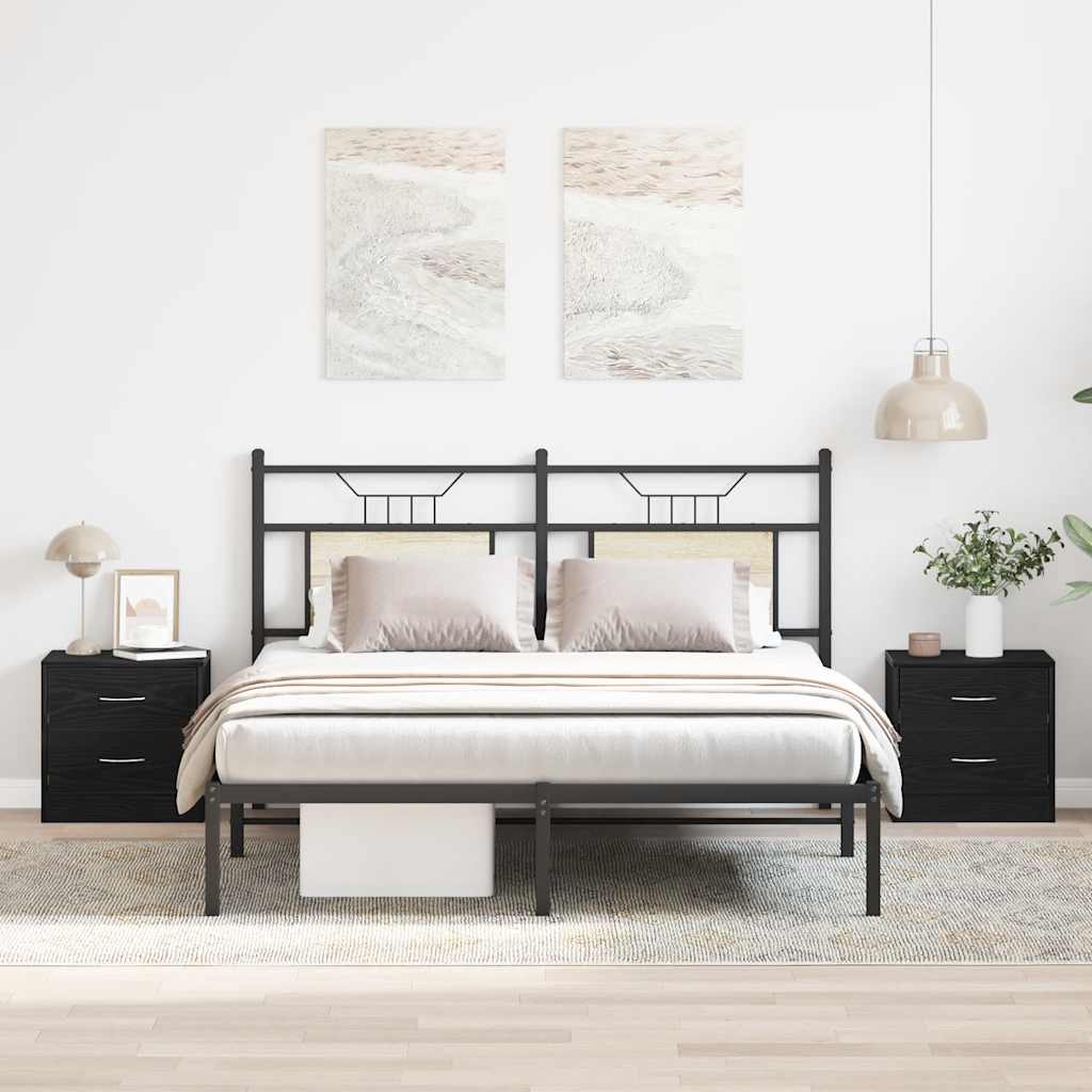 vidaXL Nachttische 2Stk. Schwarz Eichen-Optik 40x30x40cm Holzwerkstoff