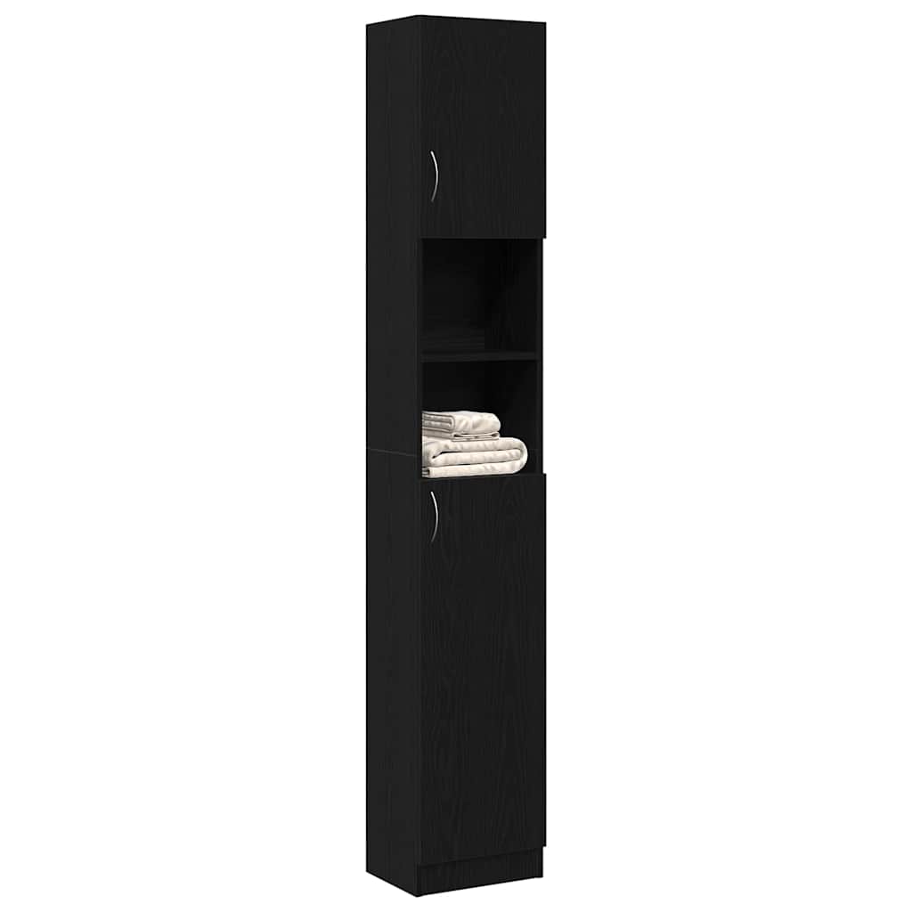 vidaXL Badschrank Schwarz Eichen-Optik 32x25,5x190 cm Holzwerkstoff