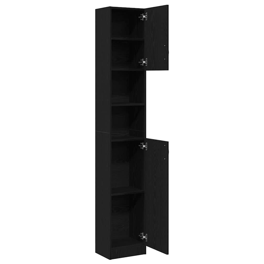 vidaXL Badschrank Schwarz Eichen-Optik 32x25,5x190 cm Holzwerkstoff