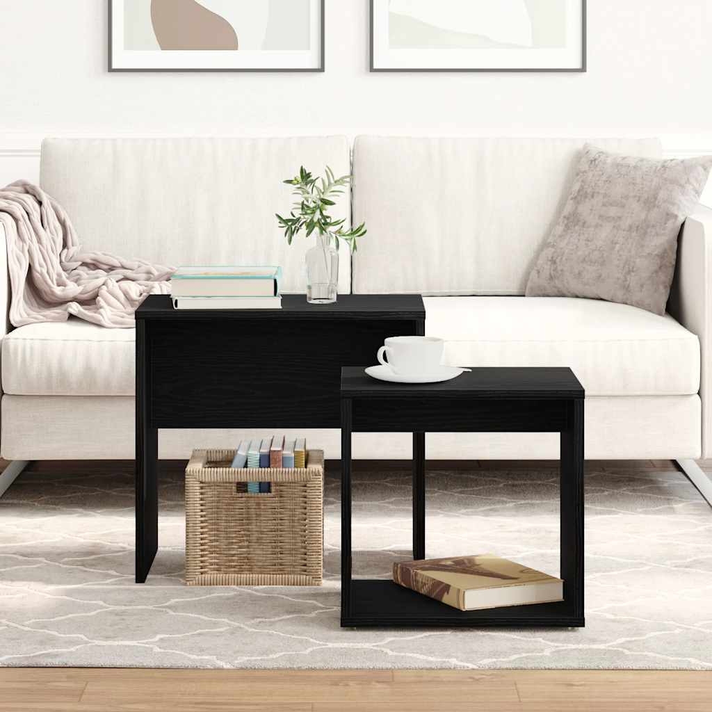 vidaXL Couchtische 2 Stk. Schwarz Eichen-Optik Holzwerkstoff