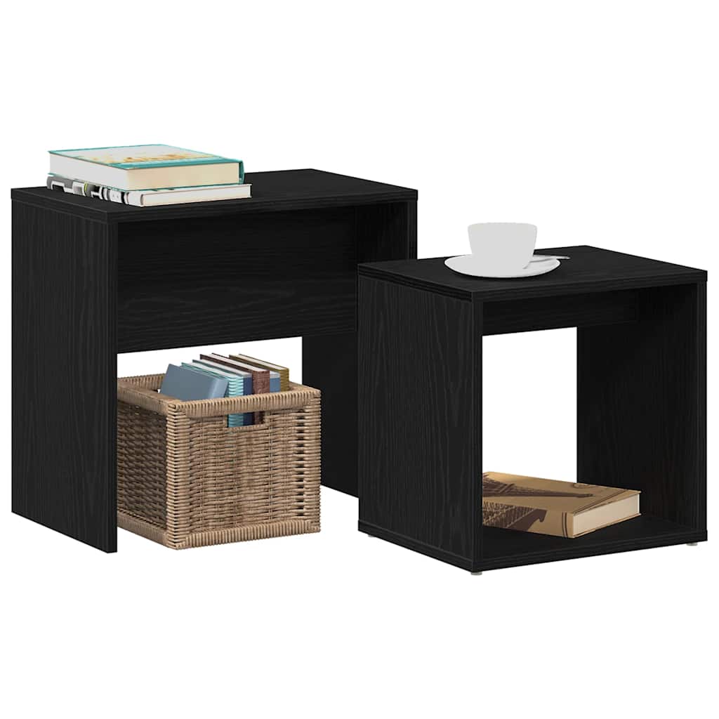 vidaXL Couchtische 2 Stk. Schwarz Eichen-Optik Holzwerkstoff