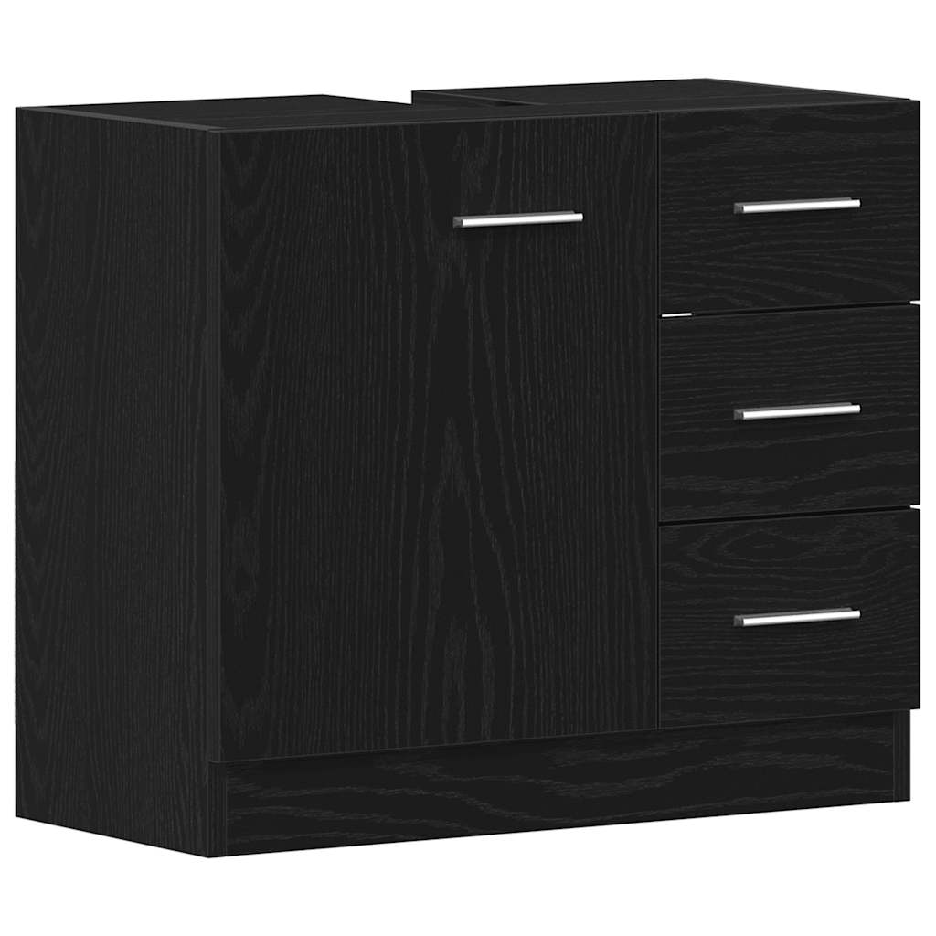 vidaXL Waschbeckenunterschrank Schwarz Eichen-Optik 63x30x54 cm