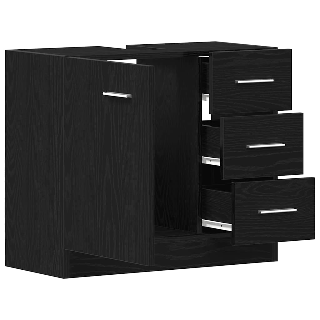 vidaXL Waschbeckenunterschrank Schwarz Eichen-Optik 63x30x54 cm