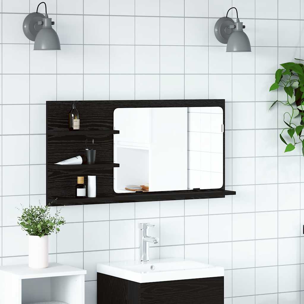 vidaXL Badezimmer-Spiegelschrank Schwarze Eiche 90 x 11 x 45 cm Holzwerkstoff